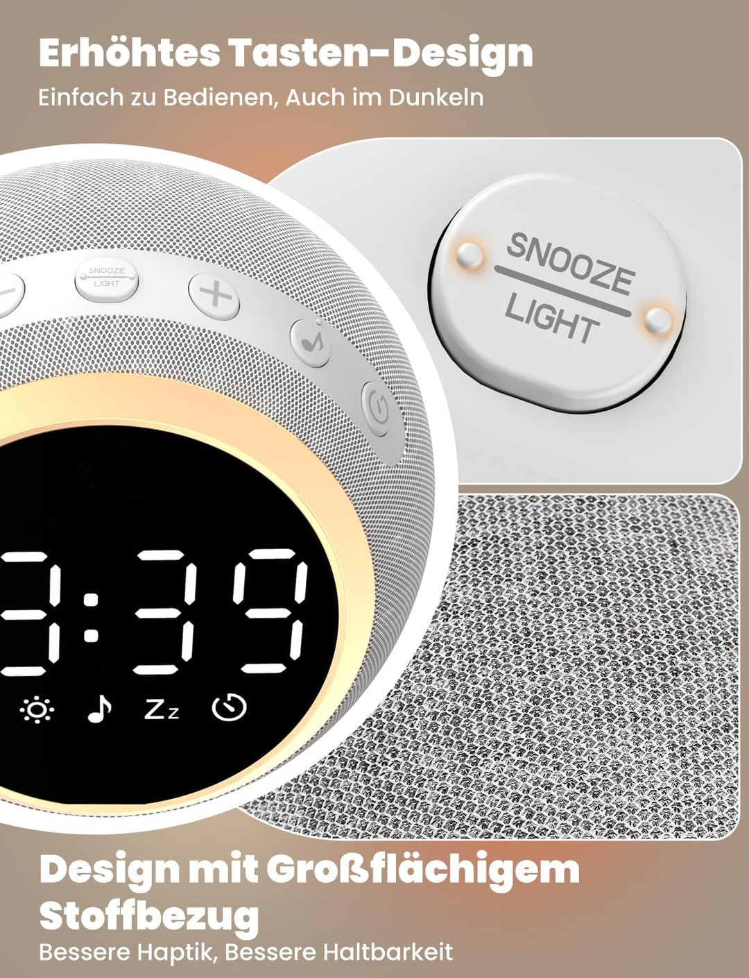 LIORQUE White Noise Machine mit Wecker, 25 beruhigende Schlafgeräusche, einstellbarer Bildschirm, Na
