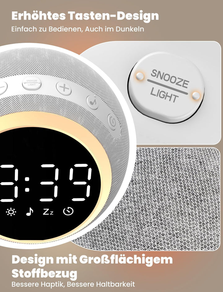 LIORQUE White Noise Machine mit Wecker, 25 beruhigende Schlafgeräusche, einstellbarer Bildschirm, Na