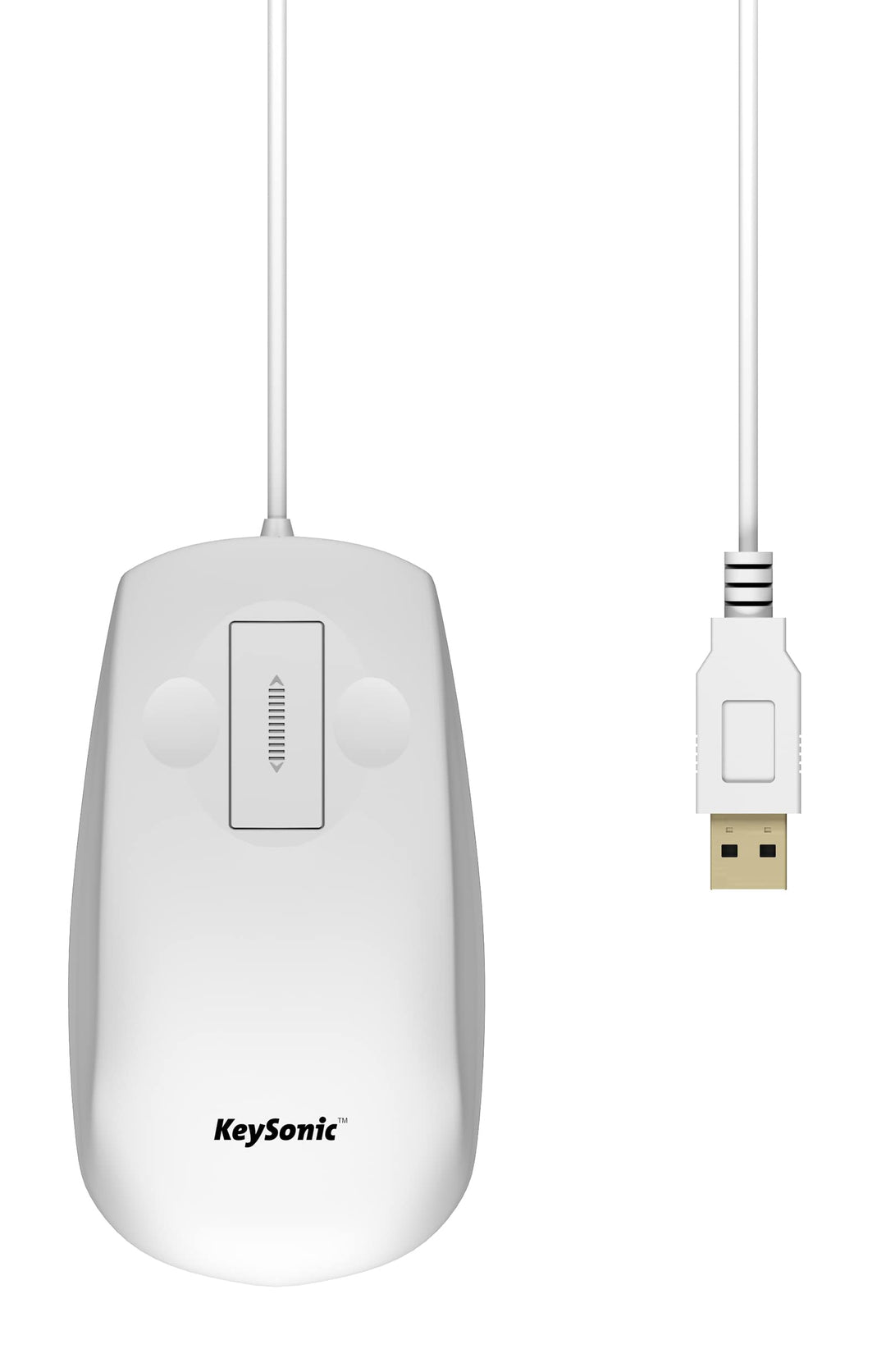 KeySonic 60192 KSM-3020M-W Wasserdichte Maus aus Silikon, Tasten zum Scrollen, Schutzklasse IP68, US