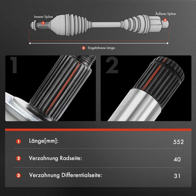 Frankberg 2x Antriebswelle Vorne Links Rechts Kompatibel mit Freelander 2 FA LF 2.2L 2006-2014 Repla