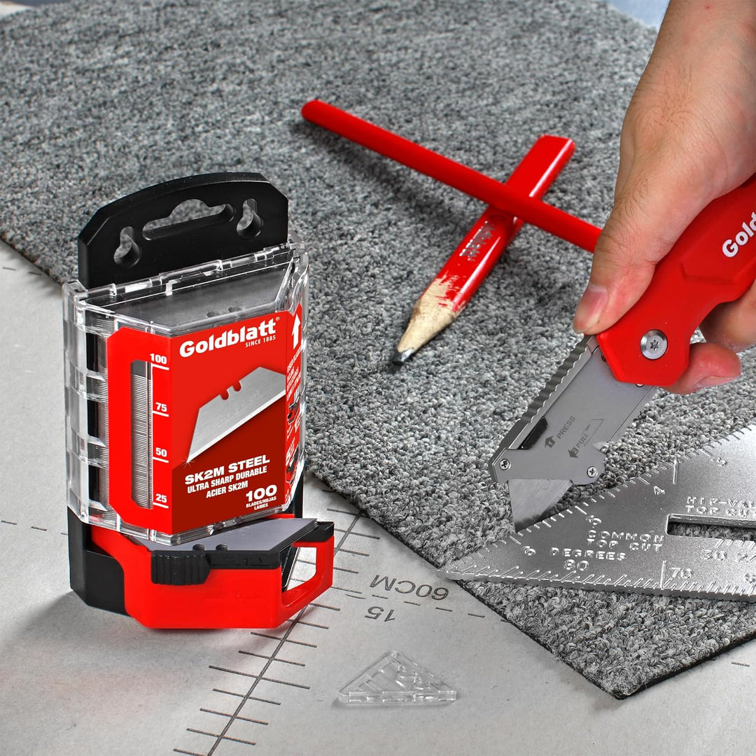 Goldblatt Trapezklingen 0,60 mm Klingenstärke 100 Pack Heavy Duty Utility Klingen Premium Gehärtetem