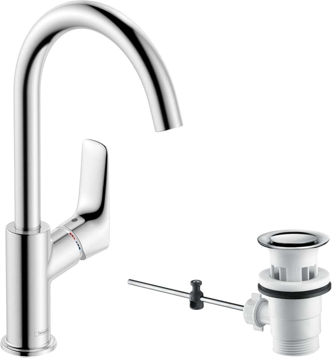 hansgrohe Wasserhahn Logis (Armatur mit Auslauf Höhe 210mm, Zugstangen-Ablaufgarnitur und Schwenkaus