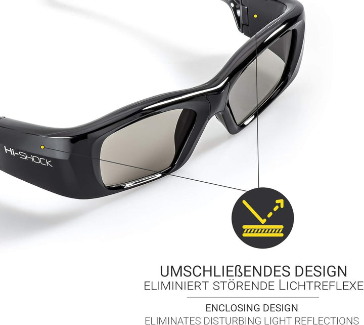 Hi-Shock BT/RF Pro Black Diamond | Bluetooth 3D Brille für 3DTV &amp; 3D-RF Beamer von Sony, Epson, Jvc,