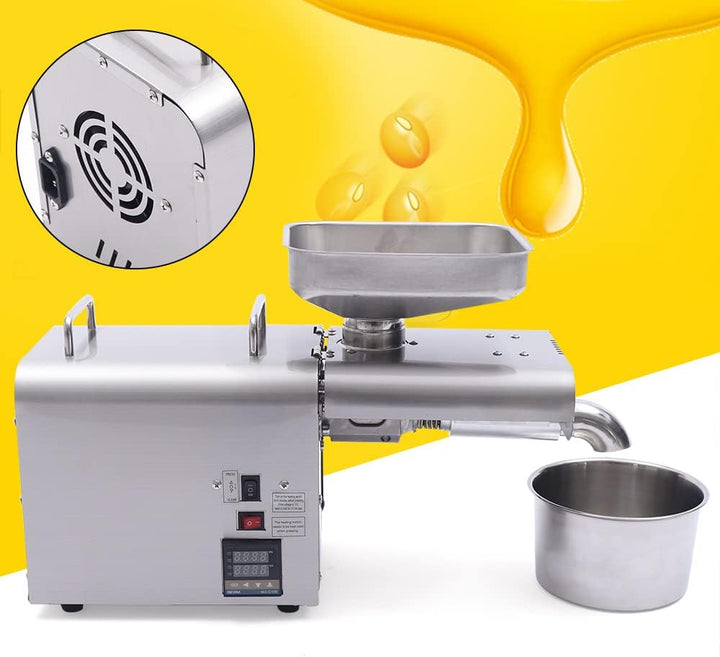 Edelstahl Ölpresse Kaltpresse für Zuhause | Automatisch, Hot & Cold Pressen | für Erdnüsse, Sojabohn