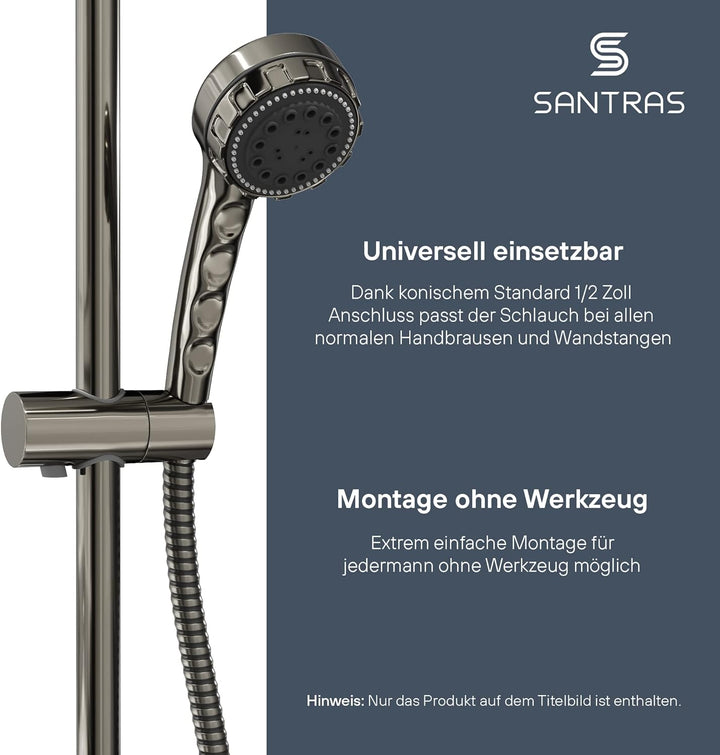 SANTRAS® Duschschlauch PREMIUM Aranja 2,00 m mit Durchflussbegrenzer – Besonders flexibler Brausesch