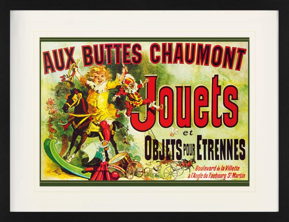 1art1 Vintage Poster Aux Buttes Chaumont, Jouets Et Objets Pour Étrennes, Jules Cheret, 1885 Gerahmt