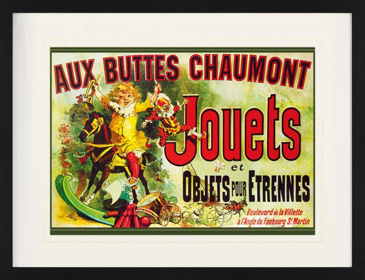 1art1 Vintage Poster Aux Buttes Chaumont, Jouets Et Objets Pour Étrennes, Jules Cheret, 1885 Gerahmt