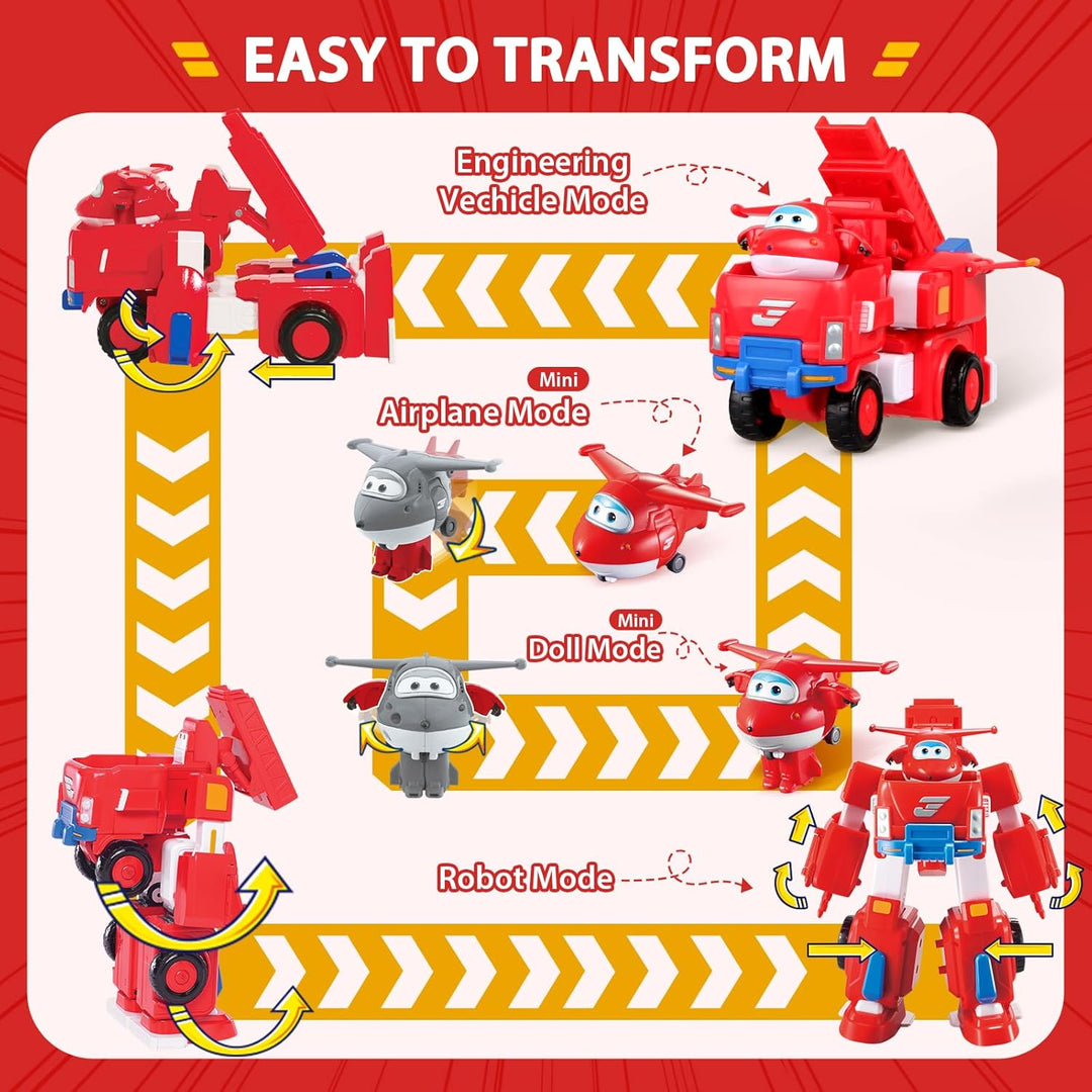 Super Wings EU720311 - Transformations-Flugzeug Jett Robo Rig, ca. 18 cm grosse Spiel-Figur für Kind