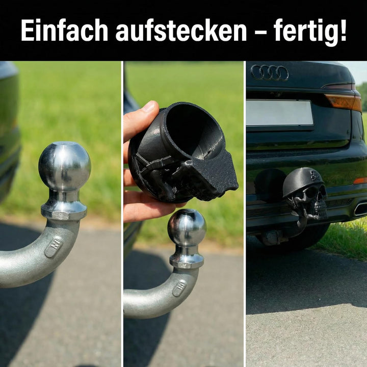 Totenkopf Anhängerkupplung Abdeckung – Schutzkappe für 50mm Kugelkopf – Schädel Design – Robuster Ku