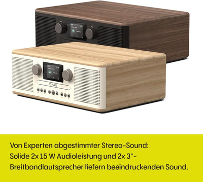 Pure Classic C-D6 Musiksystem (CD-Player, DAB+/FM, Bluetooth, AUX, USB, Wecker, Sleeptimer) Coffee B