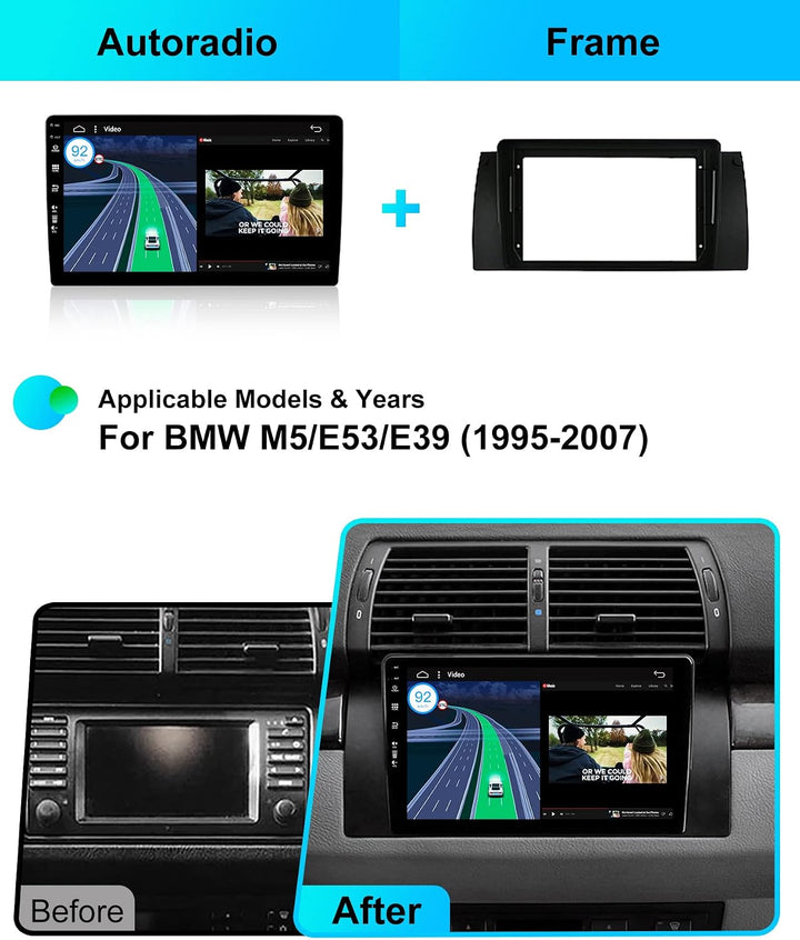 Android 15 IPS Autoradio Passt für BMW 5 E39 E53 M5 X5 (1996-2007) - Eingebautes CarPlay Android Aut