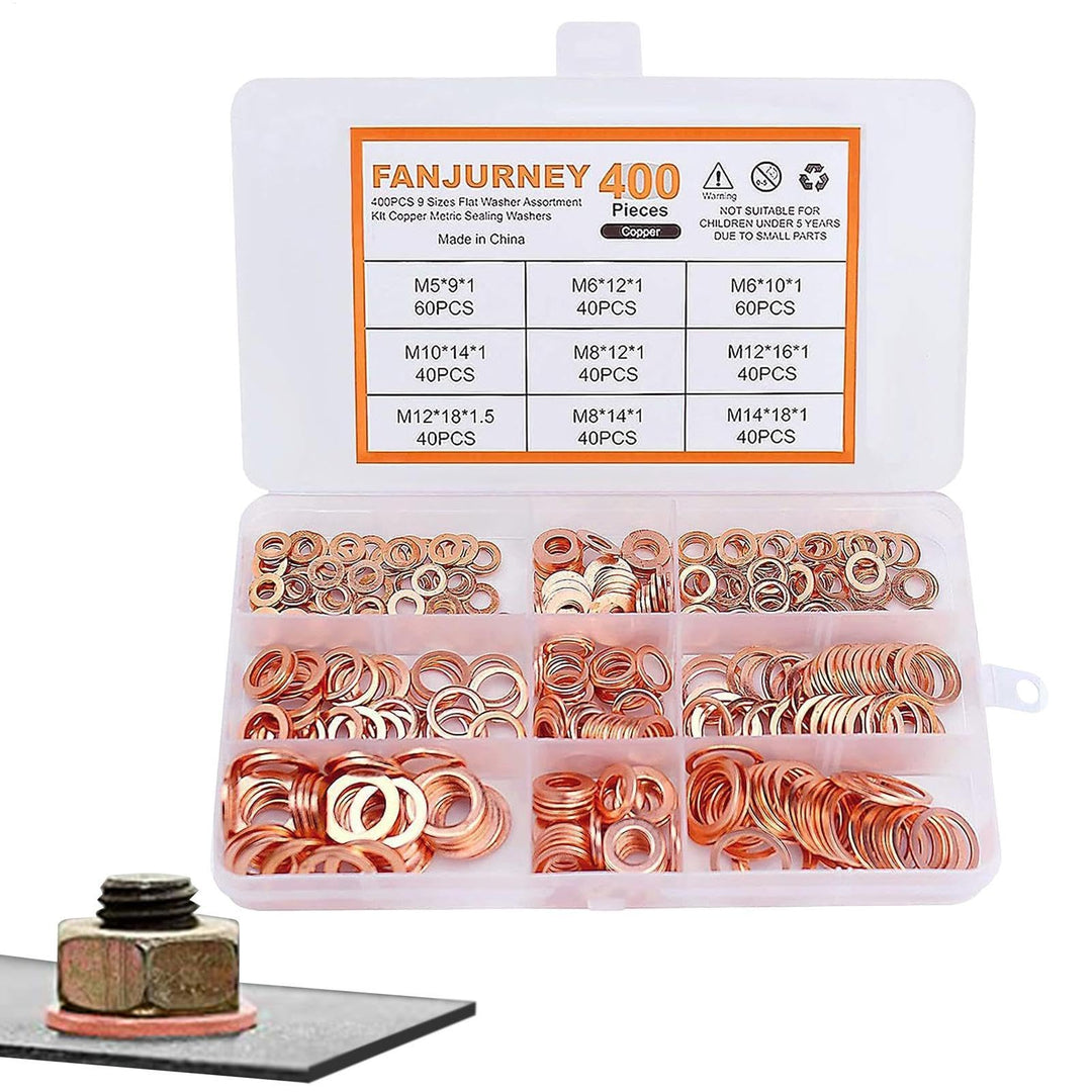 Copper Metric Sealing Washers, Sealing Gasket Flat Ring, Crush Bolt Washer Kit, Oil Drain Plug Crush