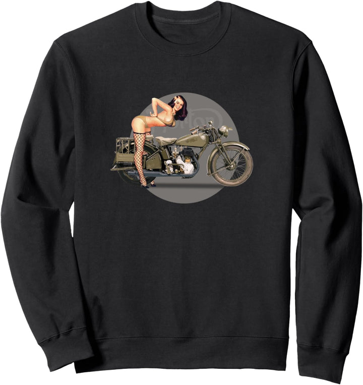 Pin-up-Girl klassisches Motorrad retro WW2 Sweatshirt