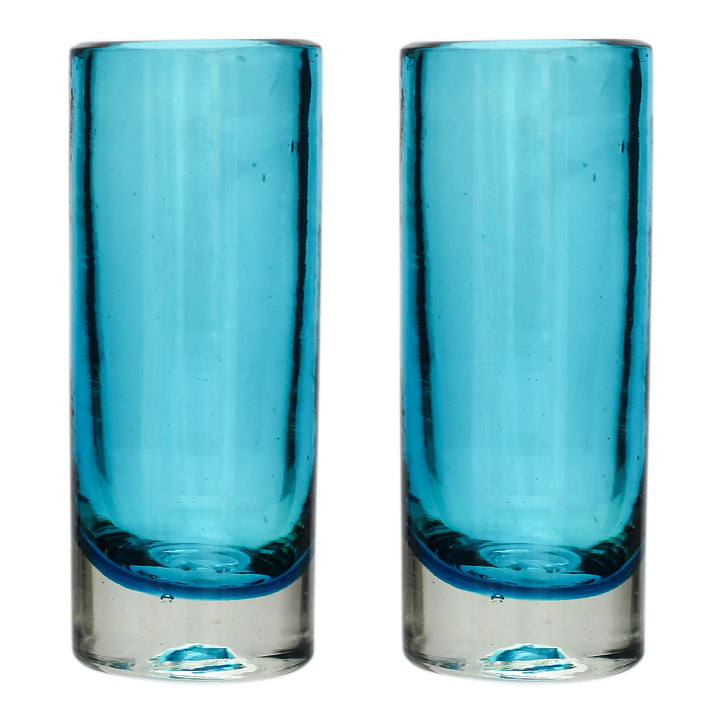 Tumia LAC Handgemachtes Tequila/Shot Glas - recyceltes Glas – Türkis – Set aus 2 Gläsern, 2