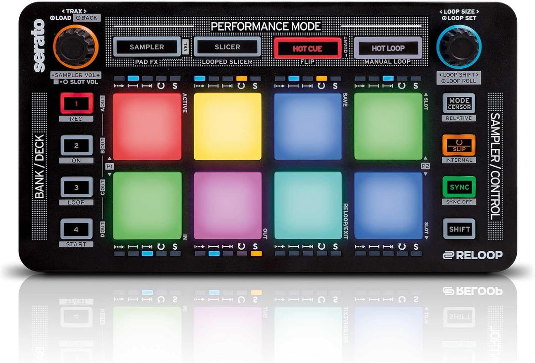 Reloop Neon – Add-On USB DJ Controller mit anschlagdynamischen RGB-Performance-Drumpads, Plug and Pl
