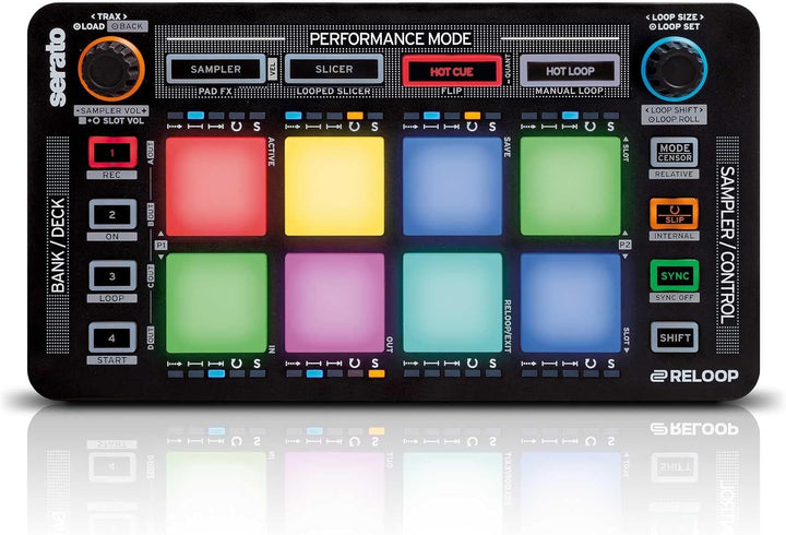 Reloop Neon – Add-On USB DJ Controller mit anschlagdynamischen RGB-Performance-Drumpads, Plug and Pl