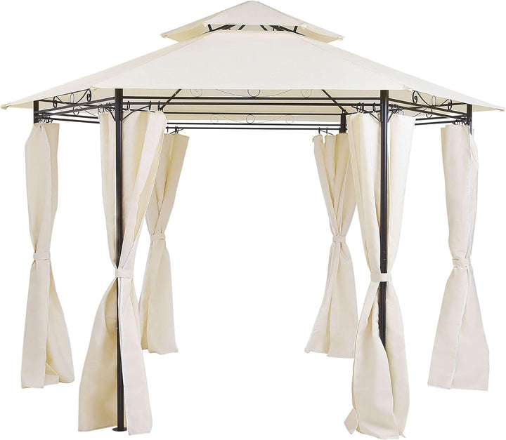 Garten-Pavillon mit Dach und Seitenwänden beige rund moderner Stil Portel