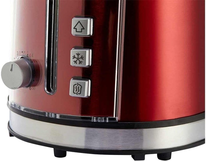 KHG Toaster TO-852 MRE | Toaster 2 Scheiben Rot 850 W | mit Brötchenaufsatz, 6 Röstgradstufen mit Br