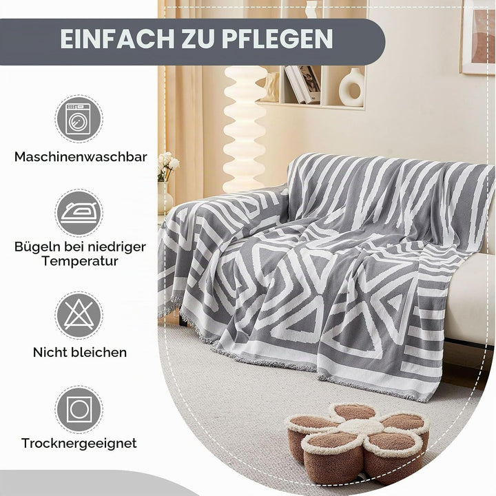 ShowyLive Sofa Überwurfdecke Sofa Überzug 2er Set für Ecksofa L-Form Sofabezug 3 Sitzer+3 Sitzer, Ch