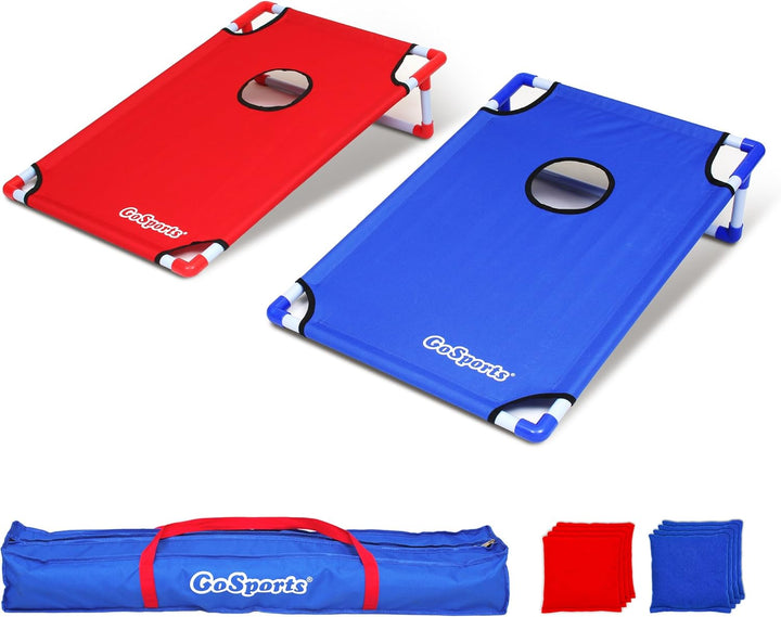 GoSports Tragbares Cornhole Toss Spiel-Set mit PVC-Rahmen, mit 8 Sitzsäcken und Tragetasche, wählen