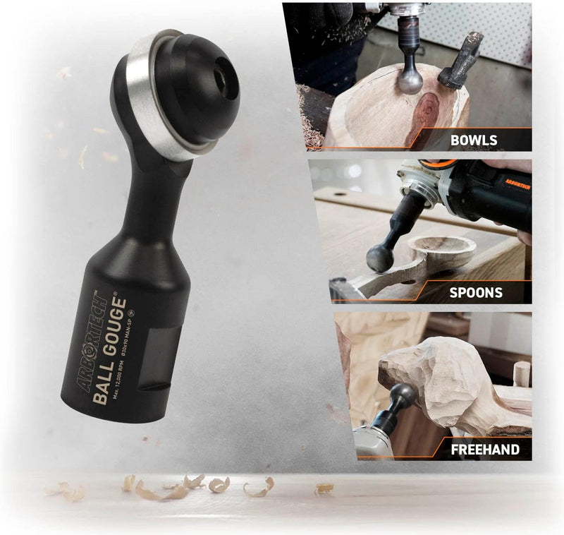 ARBORTECH Ball Gouge | Ø 30 mm Kugel-Hohlmeissel Fräser für Winkelschleifer zur Holzbearbeitung | BA