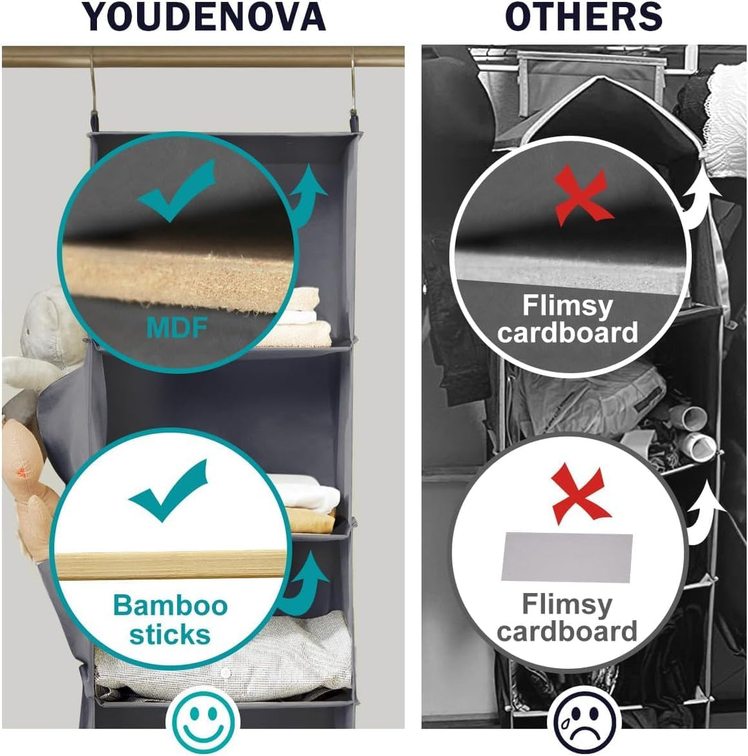YOUDENOVA Hängeregal Schrankorganizer Stabiler 6 Fächern Kleiderschrank Organizer Ordnungssystem Hän