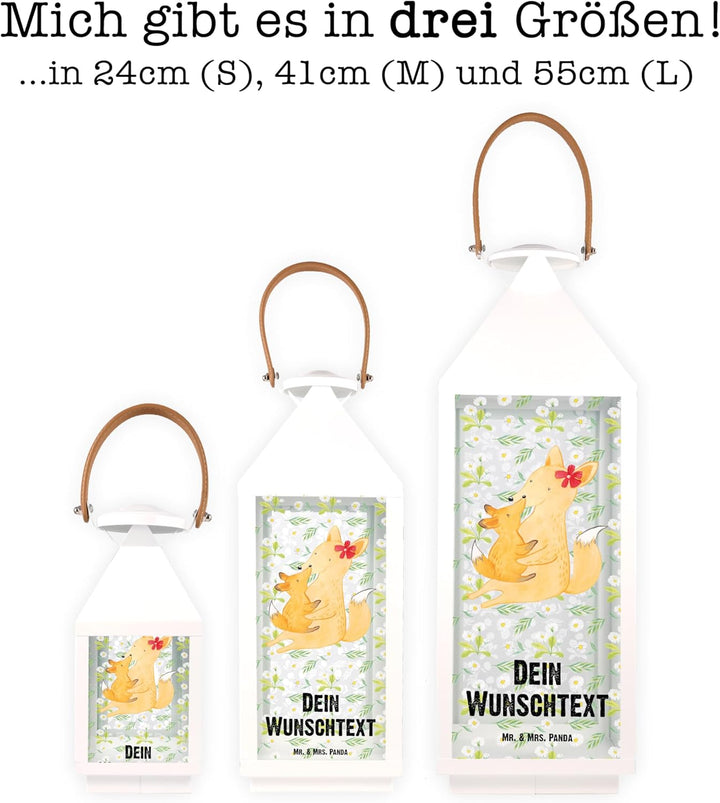 Mr. & Mrs. Panda XL Personalisierte Deko Laterne Fuchs Mama - Personalisierte Geschenke, Oma, Garten