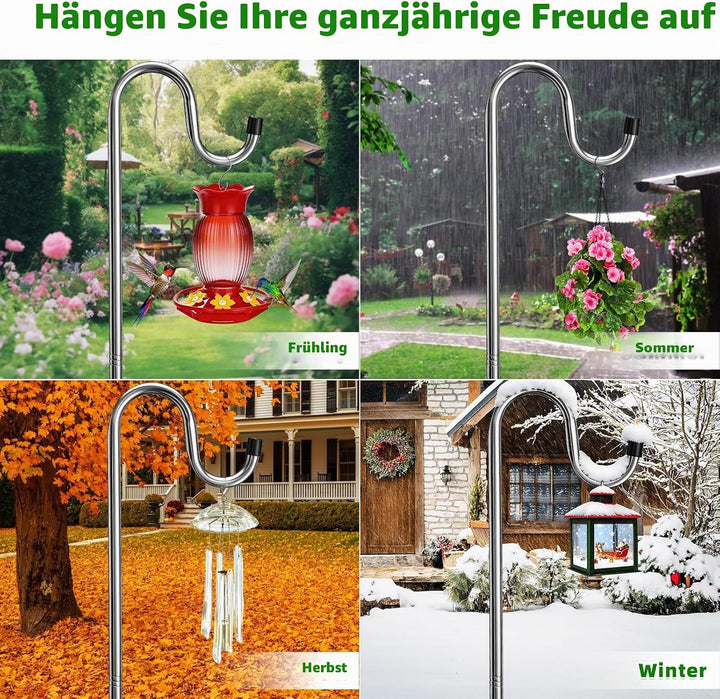 COCONUT Schäferhaken für Vogelhäuschen, 200 cm, 1,6 cm Breite, strapazierfähig, verstellbar, für den