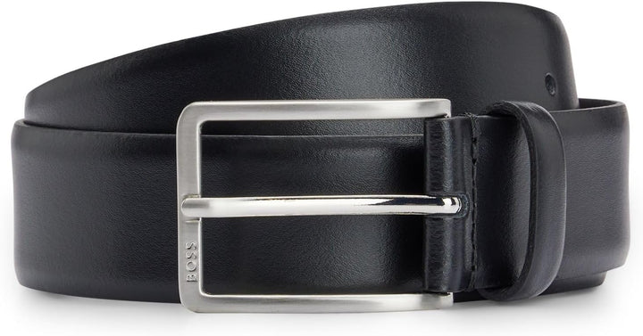 BOSS Herren Erman-L Sz35 In Italien gefertigter Ledergürtel mit Logo-Gravur auf der Schliesse 80 Bla