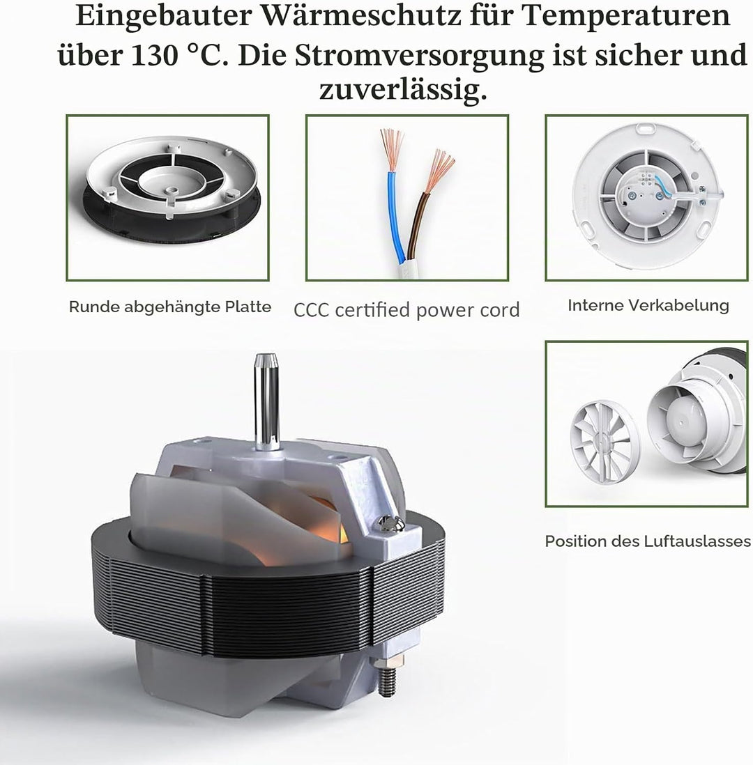 Abluftventilator 100mm, Badlüfter Mit Ruckstauklappe, Badezimmerlüfter - Deckenmontage Wandmontage f