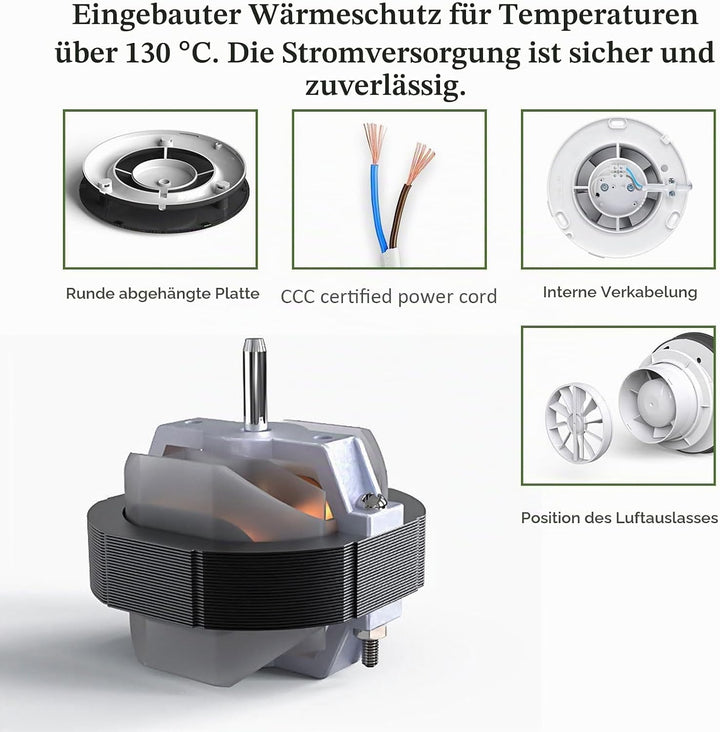 Abluftventilator 100mm, Badlüfter Mit Ruckstauklappe, Badezimmerlüfter - Deckenmontage Wandmontage f
