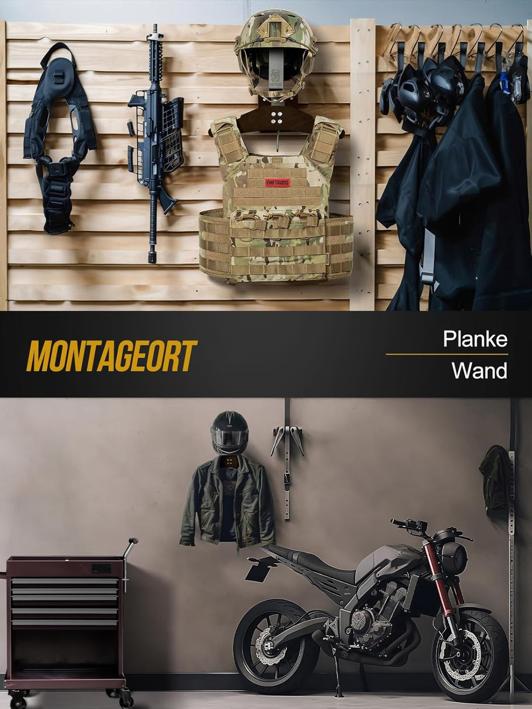 OneTigris Helmhalter Wand 2 STK., Motorradhelm Halterung Wand für Taktische Weste Platte Träger Helm