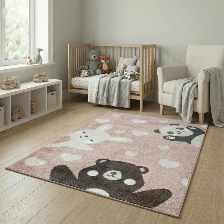 Jimri Teppich Kinderzimmer - Teppiche für Kinderzimmer, Kinderteppich, Kinderteppich Mädchen, Bär, H