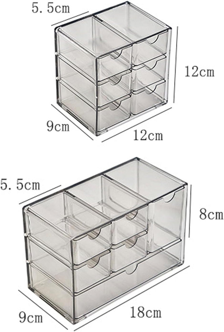 Jumuao Aufbewahrungsbox Kunststoff, Mini Schubladenbox, Kleinteilemagazin mit 6 Schubladen, Desktop