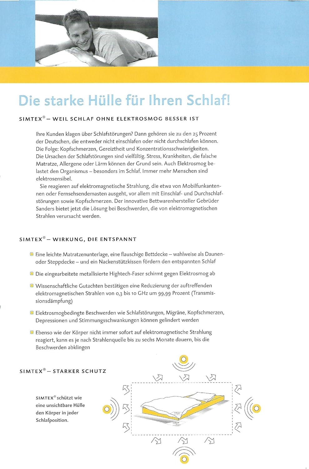 Simtex Matratzenauflage Schutz vor elektromagnetischer Verschmutzung und terrestrischer Strahlung