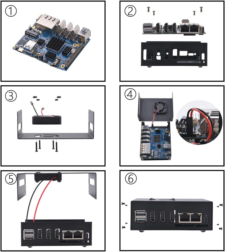GeeekPi Metallgehäuse mit 40mm Lüfter & 4pcs Kühlkörpern für Orange Pi 5 Plus 4GB/8GB/16GB