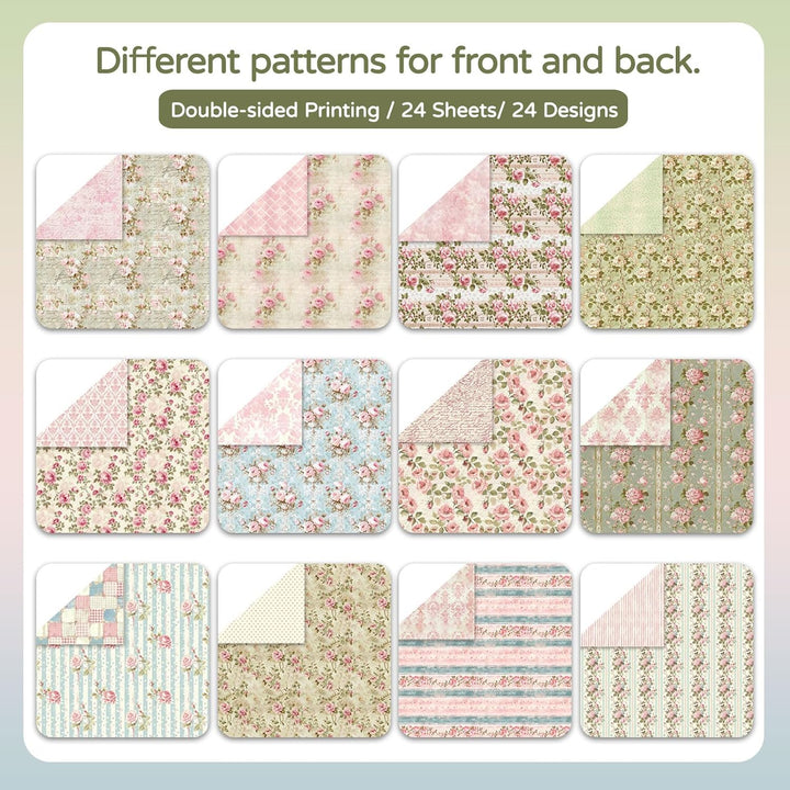 Scrapbook Papier Rosa Scrapbook Bastelpapier mit Blumen Muster, 24 Blatt Doppelseitiges Scrapbooking