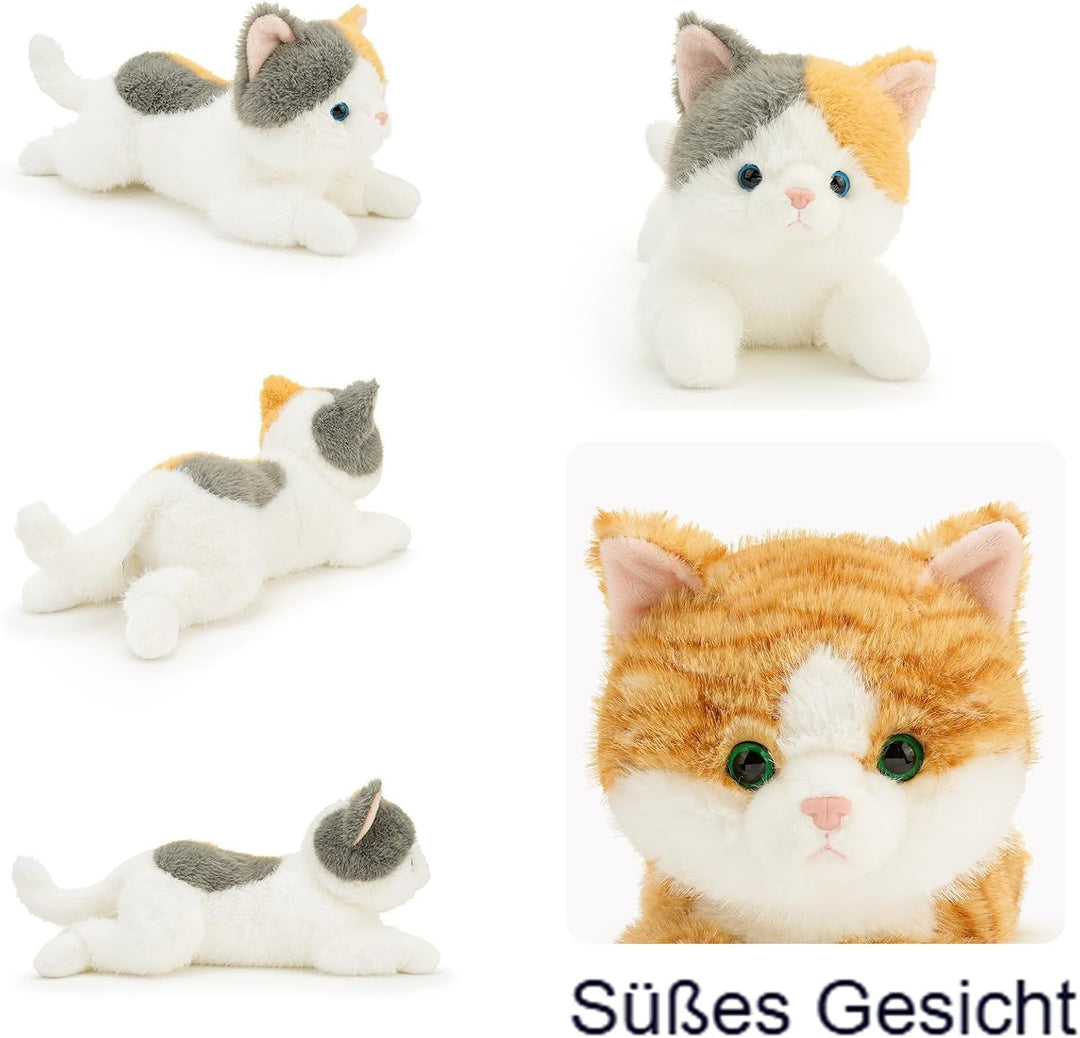 Kuscheltier Katze, Liegend Katzen Plüschtier, Kätzchen Stofftier Spielzeug, Kuschelkissen Geschenk f