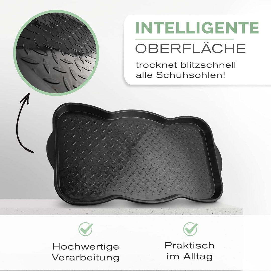 Entrando Schuhtablett 74x37 cm 3er Set – Schuhschale für Flur, Garten & Haustür – rutschfest, leicht