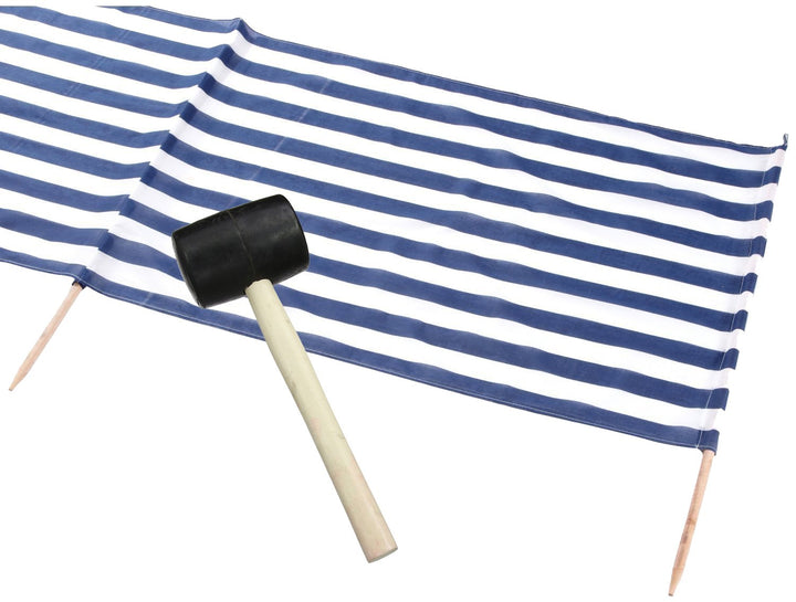 Idena Beach Wind Screen/Windschutz 5 x 0.80 m [ blau/weiss ] gestreift + Gummihammer