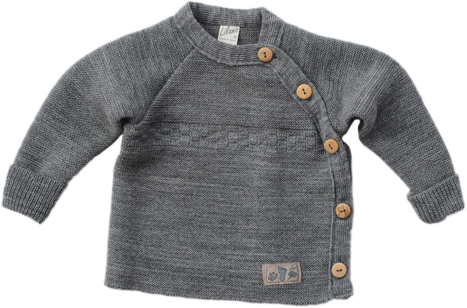 Lilano, Merino Wickel-Pullover, 100% Wolle (kbT) 86-92 Grau, 86-92 Grau
