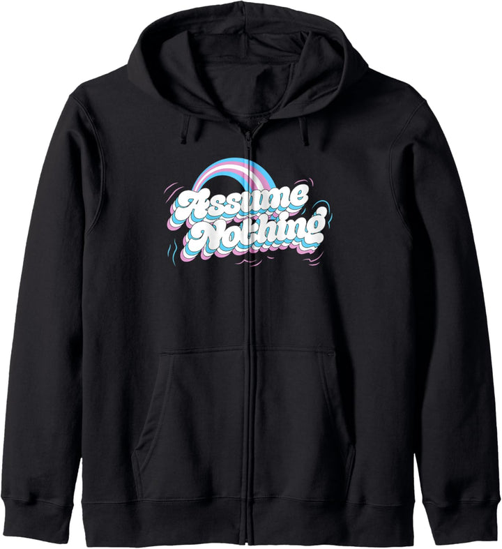 Assume Nothing Cute Transgender Pride Flag Rainbow Aesthetic Kapuzenjacke