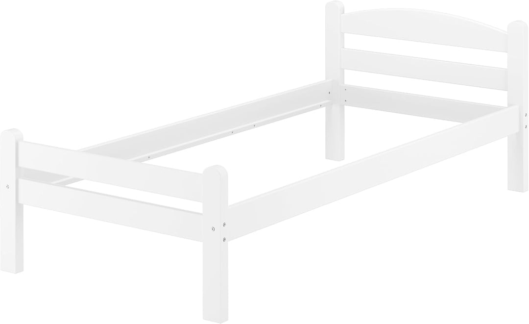 Erst-Holz Weisses Einzelbett Buche massiv 80x200 Bettgestell und wählbare Ausstattung V-60.45-08W, A