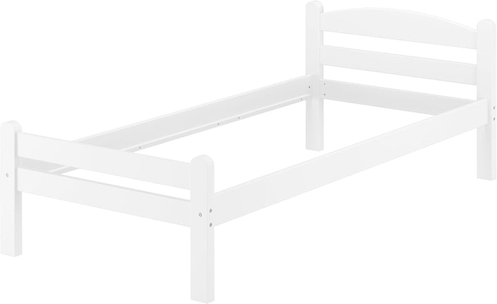 Erst-Holz Weisses Einzelbett Buche massiv 80x200 Bettgestell und wählbare Ausstattung V-60.45-08W, A