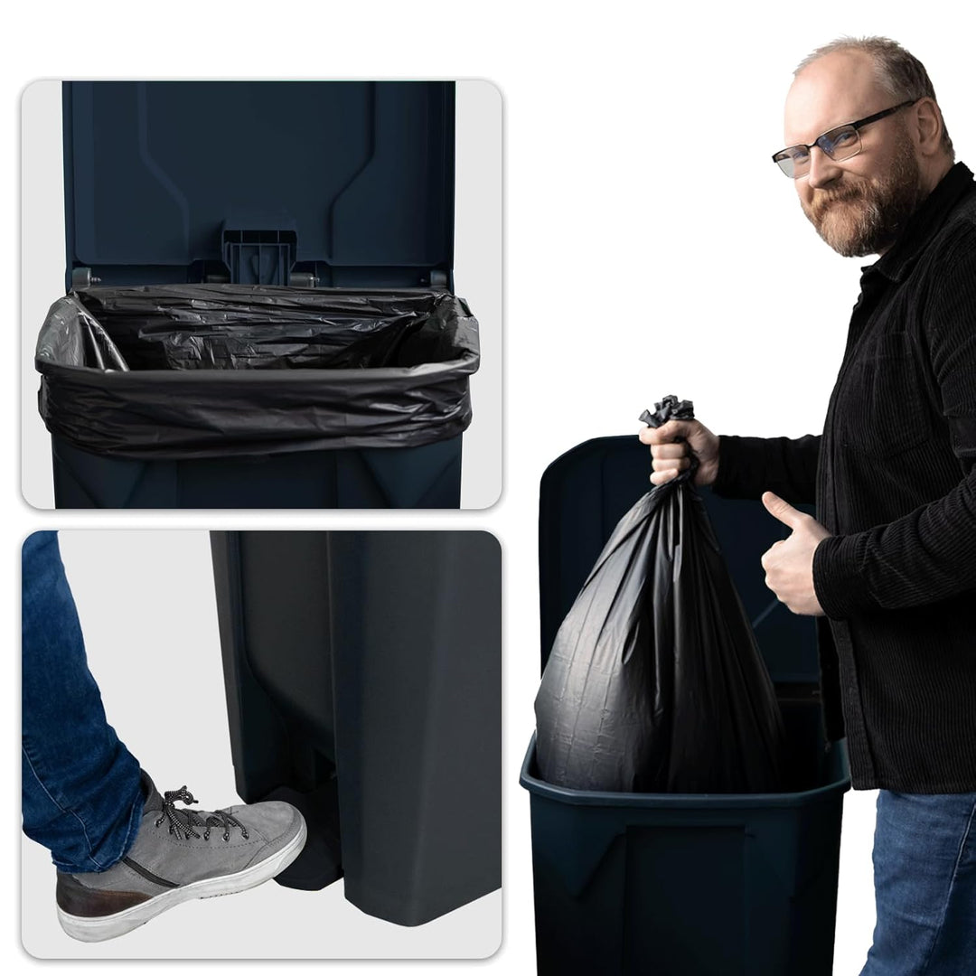 casa pura Mülltonne, Mülleimer 80 Liter, Grauer Deckel, Abfalleimer für Küche und Büro, Mülltrennsys