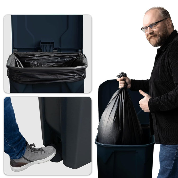 casa pura Mülltonne, Mülleimer 80 Liter, Grauer Deckel, Abfalleimer für Küche und Büro, Mülltrennsys