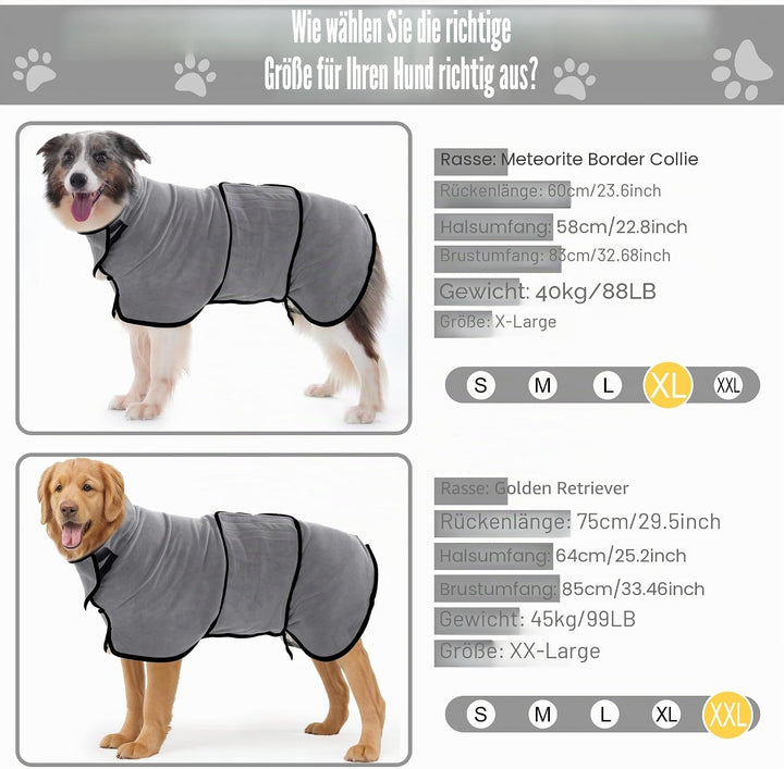 Hundebademantel Ultra Saugfähig Mikrofaser Hunde Trockenmantel für Schnelles Trocknen, Weiches Doppe