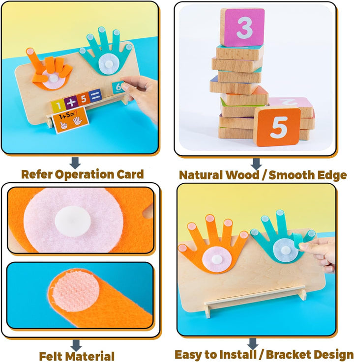Holz Mathe Spielzeug Zählen Lernen für Kinder,Mathe Montessori Spielzeug Spiele,Lernspiele Kinderspi