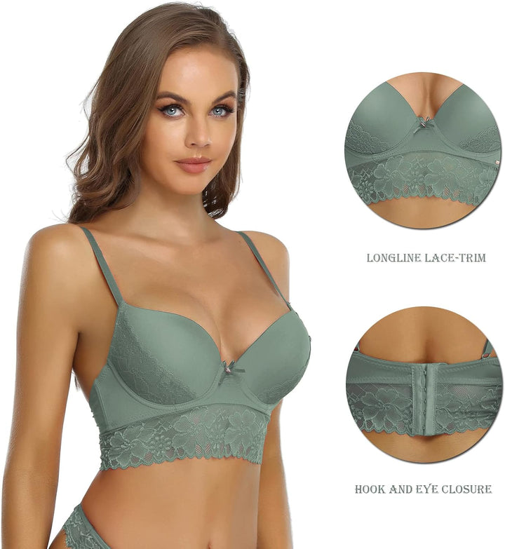 SHEKINI BH Damen mit Bügel Push Up BH mit Blumen Spitzen Schalen Bügel-BH T-Shirt Nahtloser BHS Sexy