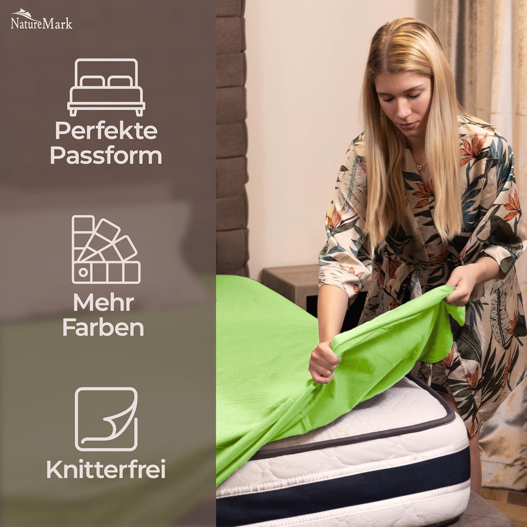 Green Mark Klassische Bettlaken – 2er Pack Flache Laken aus 100% Baumwolle, ohne Gummi, hautfreundli